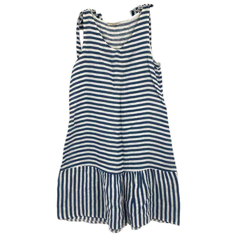 Francesca Bettini Blue White Striped Linen Mini Dress | Size M